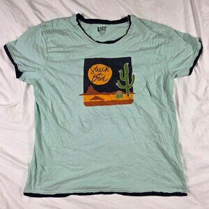 Lazy One Stuck In Bed Graphic Adults Size Large Mint Green Shirt Sleep Wear